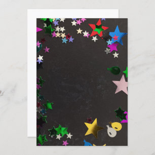 Foil confetti on black with copy space invitation