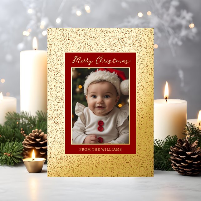 Foil Custom Baby First Christmas Card Holiday Luxe (Creator Uploaded)