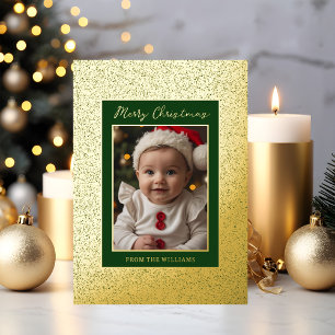 Foil Custom Baby First Christmas Card Holiday Luxe