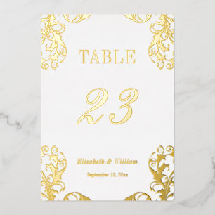 Foil Damask 5x7 Table Numbers Card