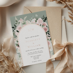 FOIL Dusty Rose Gold Arch Sage Monogram Wedding