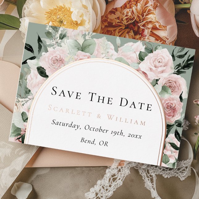 FOIL Dusty Rose Gold Wedding Save The Date Card (Creator Uploaded)