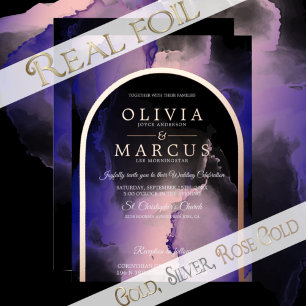 Foil Eggplant Purple Coral Rose Chic Alcohol Ink