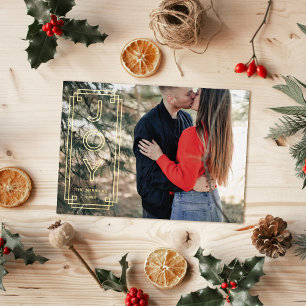 Foil Elegant Deco Joy Frame Holiday Photo Card