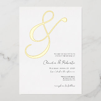(Foil '&') Elegant Minimalist Wedding Invite