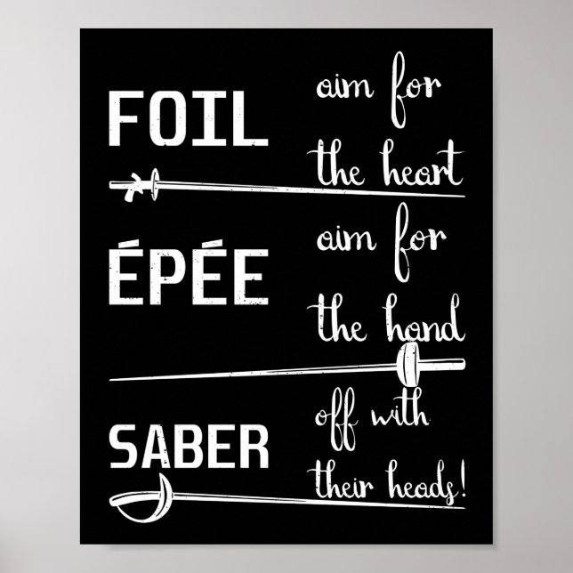 Foil Epee Sabre Definition Fencing Poster (Front)