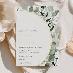 FOIL Eucalyptus Greenery Gold Monogram Wedding