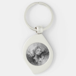 Foil Favour - female portrait art,contemporary Key Ring