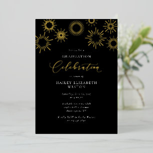 Foil Fireworks Graduation Party Invitation Card