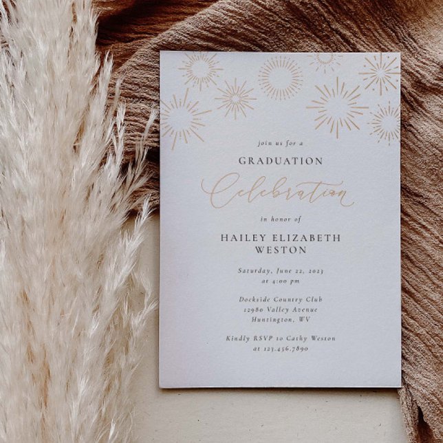 Foil Fireworks Graduation Party Invitation Card (Creator Uploaded)