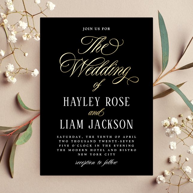 Foil Formal Wedding Typography Foil Invitation (Creator Uploaded)