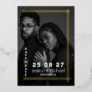 Foil Frame Photo Wedding Save the Date Card
