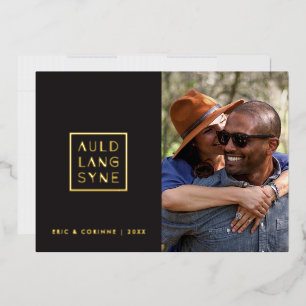 Foil Framed Auld Lang Syne Holiday Card - Black