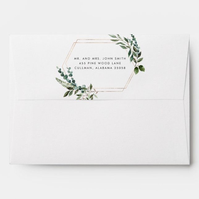 Foil Framed Greenery Envelope (Back (Top Flap))