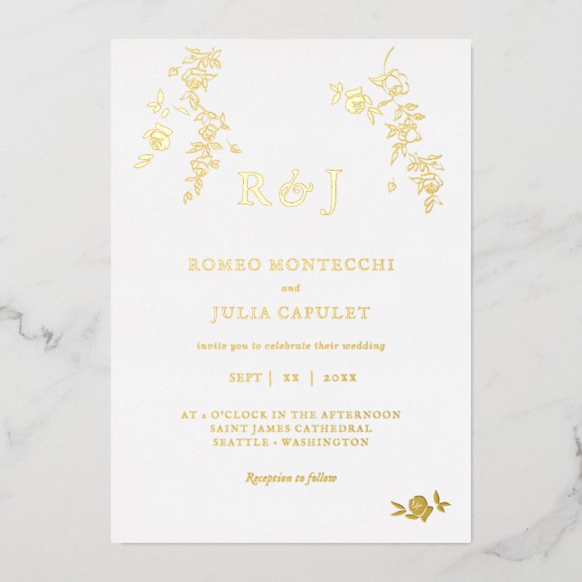 Foil Gilded Romantic Floral Wedding (Front)