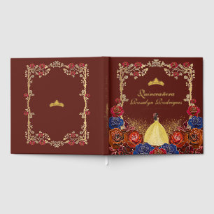 Foil Gold and Red Luxury Quinceanera Guest Book