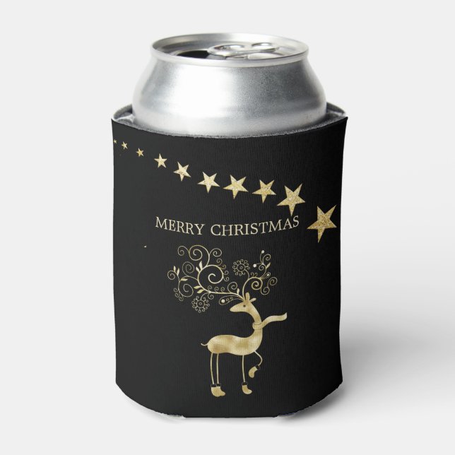 Foil Gold Deer And Stars  Can Cooler (Can Front)