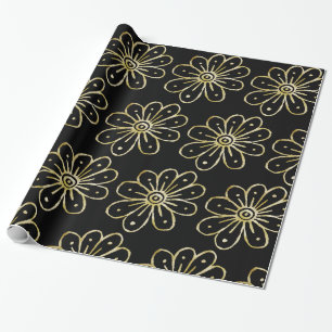 Foil Gold Flowers Wrapping Paper