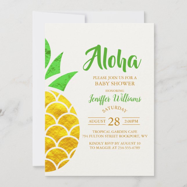 Foil Gold Geometric Pineapple | Baby Shower  Invitation (Front)