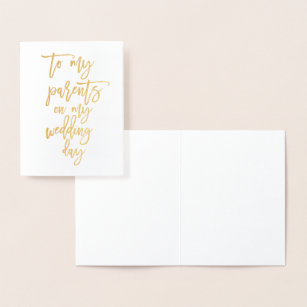 Foil Gold Script Wedding Day Card For Parents