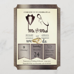 Foil-Gold-Silver-Brass Trendy Wedding Invitation