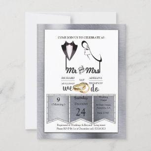 Foil-Gold-Silver-Brass Trendy Wedding Invitation