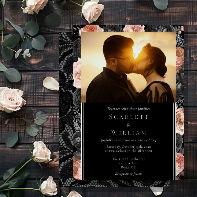 FOIL Gothic Vintage Black Classic Photo Wedding (Creator Uploaded)