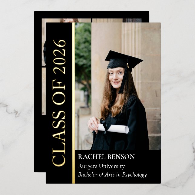 Foil Graduation Announcement & Party Invitation (Front/Back)
