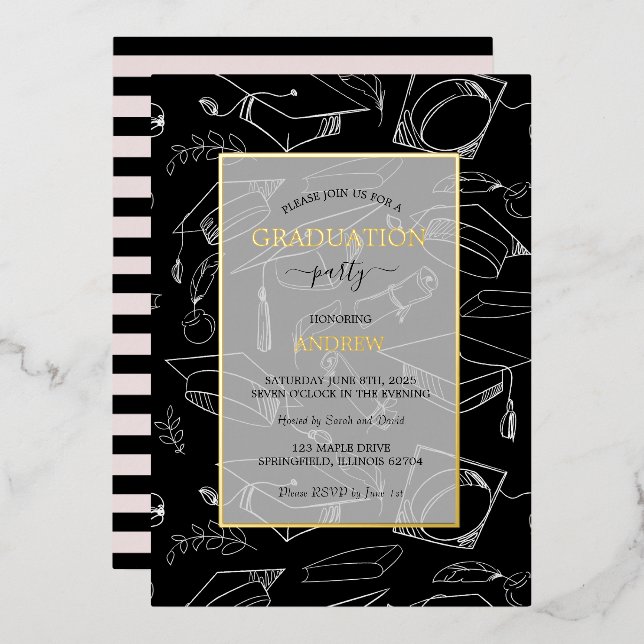 Foil Graduation Party Invitation  (Front/Back)