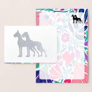 Foil Great Dane floral Pattern inside  Card