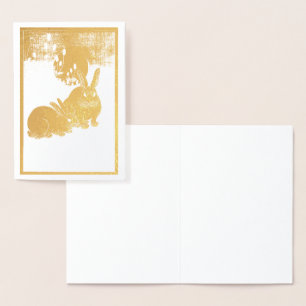 FOIL GREETING CARD JAPANESE RABBIT AND MOON