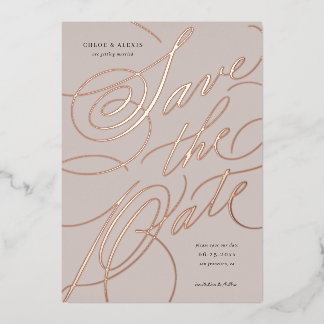 Foil Hand Lettering Save the Date Card