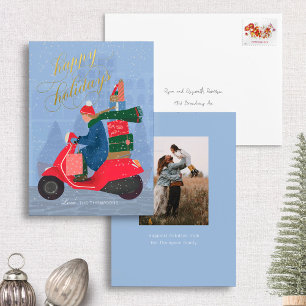 Foil Happy Holidays Scooter Non-Photo Holiday Card