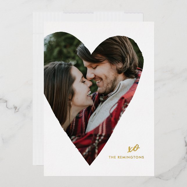 Foil Heart Photo Valentine's Day Flat Card (Envelope)