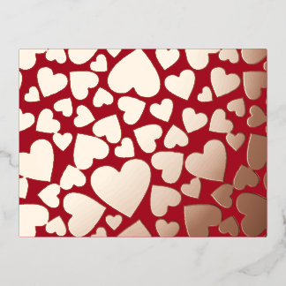 Foil Hearts Valentine  Foil Holiday Postcard