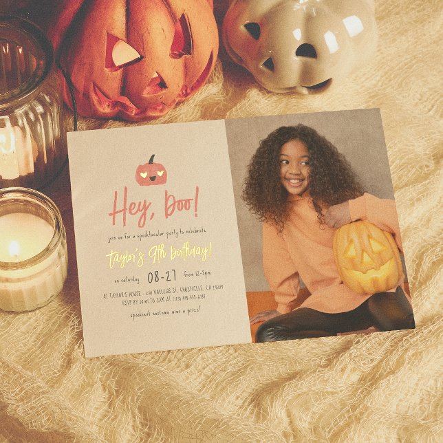 Foil Hey Boo Modern Halloween Boho Birthday Photo (Creator Uploaded)