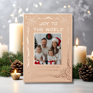 Foil Holiday Card 2 Photo Custom Christmas Peach