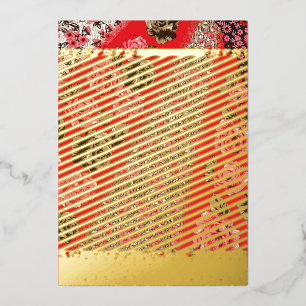 Foil Holiday Card Luxury Red Floral Elegance