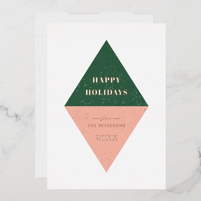 Foil Holiday Geometric Christmas Card - Green (Envelope)