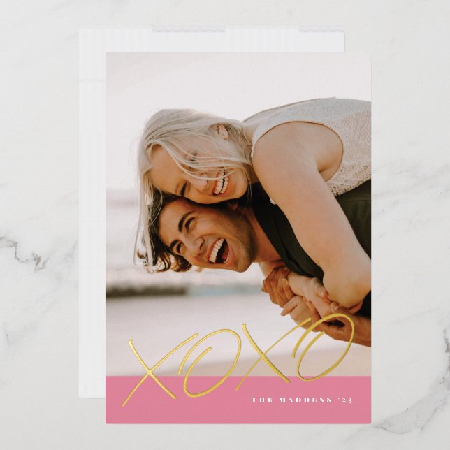 Foil Inked XOXO Valentine's Day Card - Pink (Envelope)