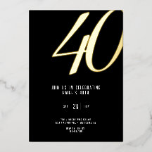 Foil Invitation 40th Birthday Customisable
