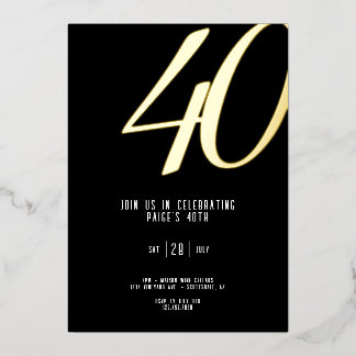 Foil Invitation 40th Birthday Customisable
