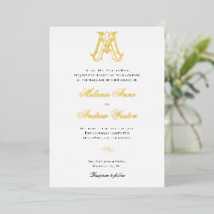 Foil Invitation AM Monogram or MA Monogram
