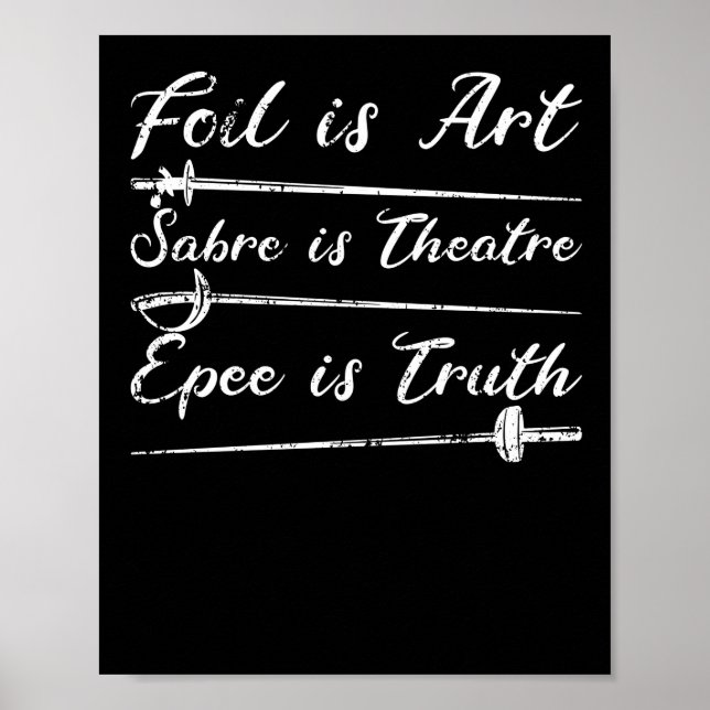 Foil Is Art Sabre Is Theatre Epee Is Truth Fencing Poster (Front)