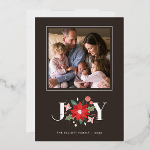 Foil Joy Flourish Holiday Photo Card - Brown