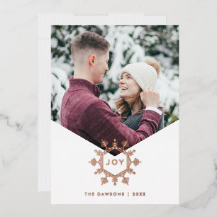Foil Joy Snowflake Overlay Holiday Photo Card