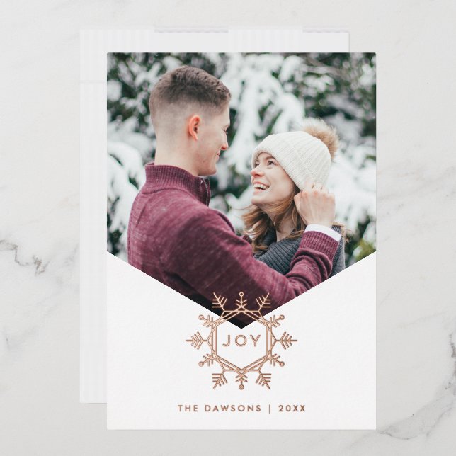 Foil Joy Snowflake Overlay Holiday Photo Card (Envelope)