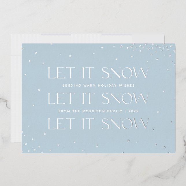 Foil Let it Snow Holiday Photo Card - Blue (Envelope)