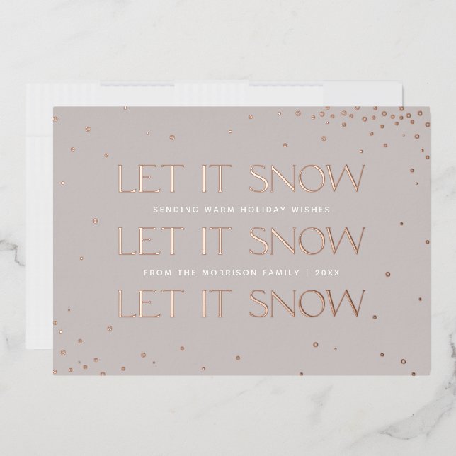 Foil Let it Snow Holiday Photo Card - Taupe (Envelope)