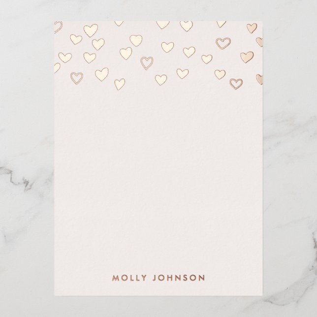 Foil Little Hearts Kid's Stationery Note Card (Front)